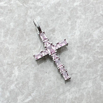 Brand New Pendant Cross with Pink AAA Zircon Crystals Jewelry 925 Sterling Silver Romantic Christian Gift For Women - The Jewellery Supermarket